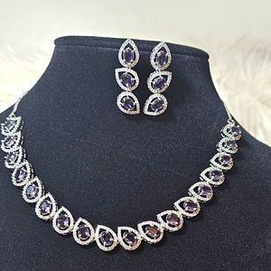 Premium quality Cubic Zircon CZ American Diamond AD necklace earrings set